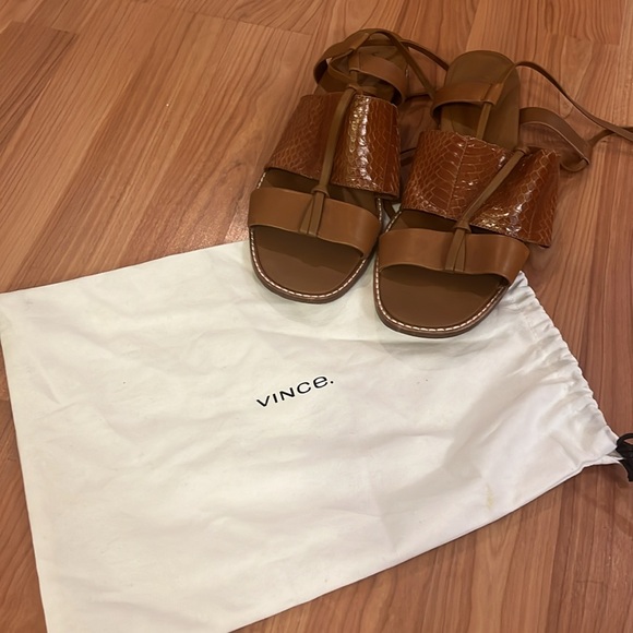 Vince Forster Leather & Watersnake Ankle-Wrap Sandals. Size 9. Dust bag incl. - Picture 7 of 11